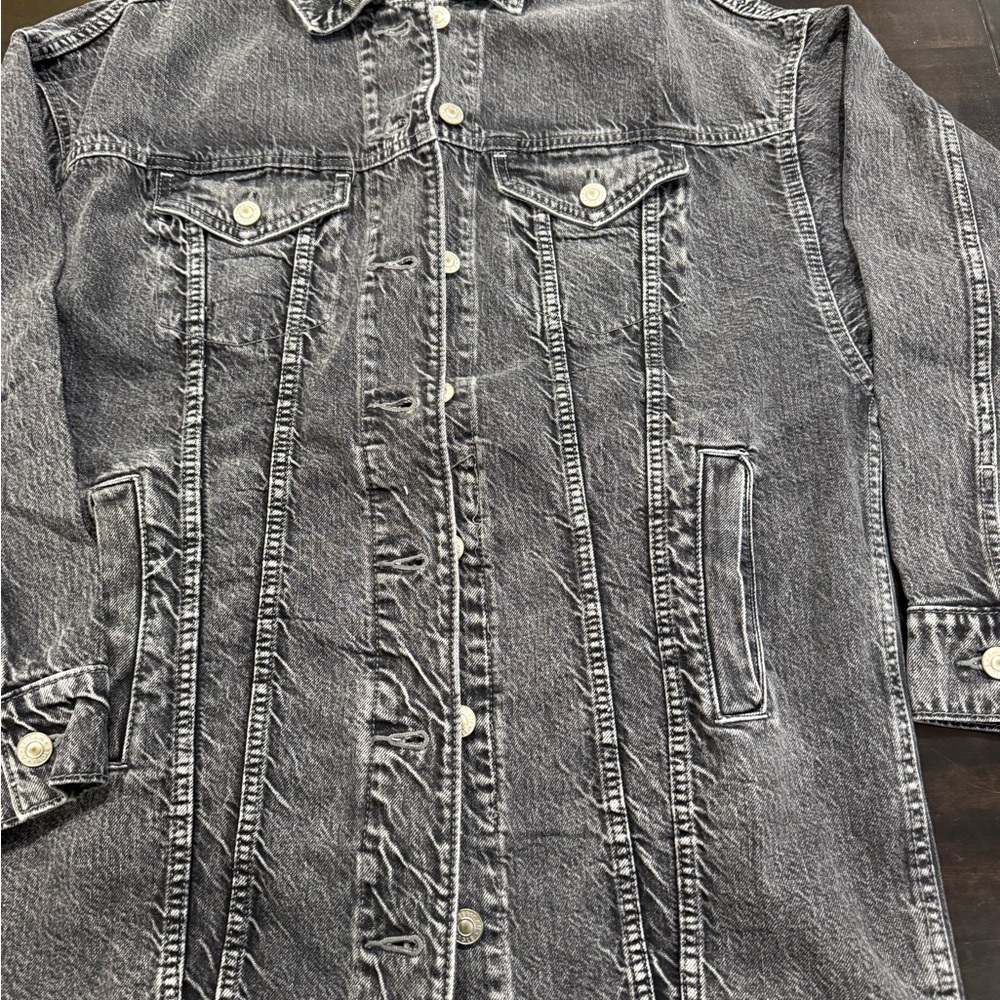American Eagle Outfitters Black Washed Denim Jacket Label Detail - Picture 2 of 16